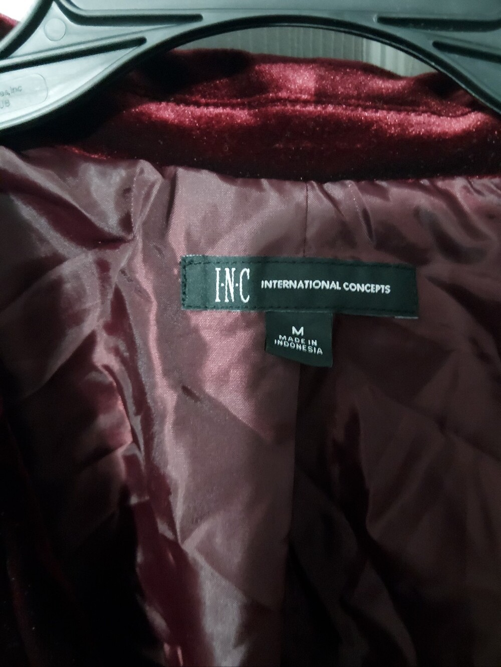 INC International Concepts Deep Burgundy Velvet Hooded Blazer - Picture 3 of 6